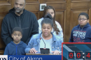 Tiffany Smith speaks out about sewer challenges her family has been experiencing at the Akron City Council meeting on Jan. 5, 2026.