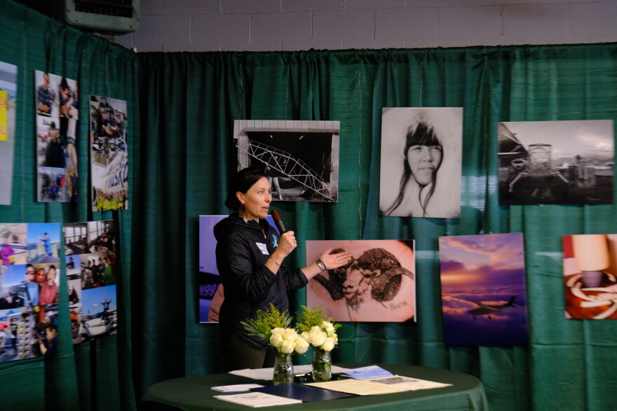 Jamie Klaes, the founder and chair of Paneok, speaks at the launch of the nonprofit on Aug. 25, 2026.