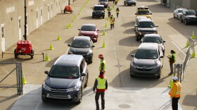 ars lined up at the Indianapolis Motor Speedway Friday for a mass vaccination clinic. Health officials anticipate the four-day clinic will distribute nearly 17,000 Johnson & Johnson singe-dose COVID-19 vaccines.