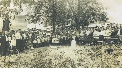 Decoration Day once a time of reunion across the rural Ozarks. Here, it's shown at Souder in rural Ozark County, Missouri, circa 1912.