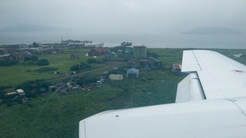 A Grant Aviation flight lands in False Pass on Aug. 24, 2016. False Pass may be one of the communities slated to get a new weather station.