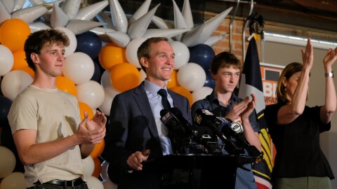 Democratic candidate Ben McAdams delivers his victory speech after securing the party’s nomination for Utah’s left-leaning 1st Congressional District on June 23, 2026.
