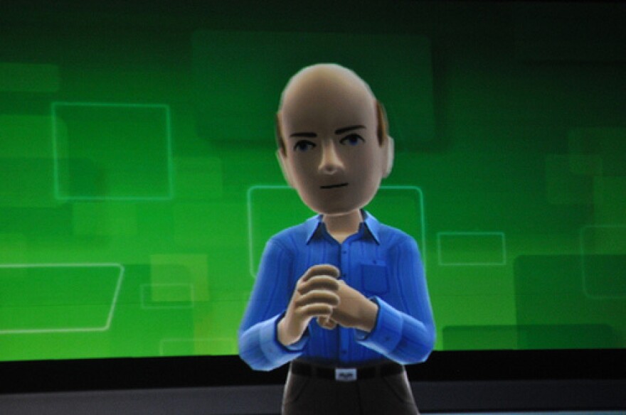 Microsoft CEO Steve Ballmer's Xbox 360 Kinect avatar as seen at his CES 2011 keynote address