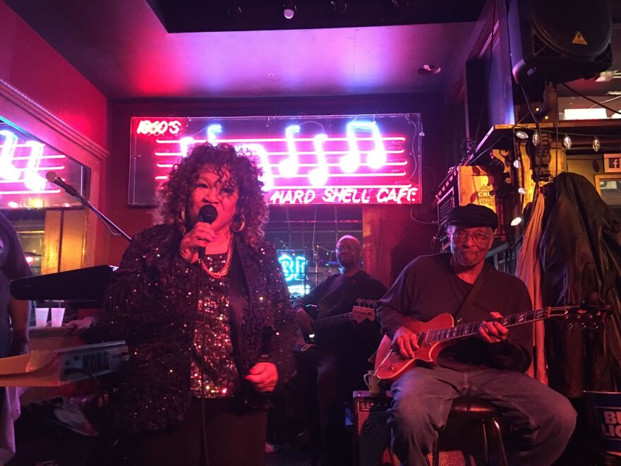 Marsha Evans and the Coalition at the 1860 Saloon on February 24. The band played blues, hip-hop, and r&b songs during their performance.