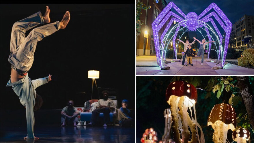 (Clockwise from left) Dance Fest, Halloween Village at Baird Community Commons and The Hollows at Phantom Lake YMCA.