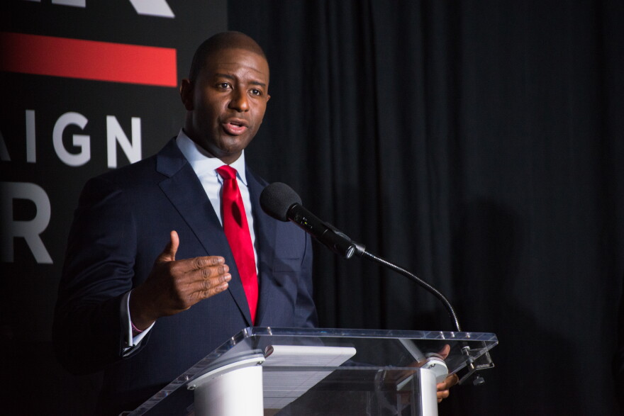 Tallahassee Mayor Andrew Gillum tells the crowd, like the other candidates on stage, he supports a reservoir south of Lake Okeechobee, but he is also concerned about the 50,000 citizens living in the surrounding areas.