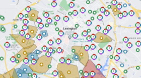 KU Lexington outage map as of 7:25 pm, Saturday