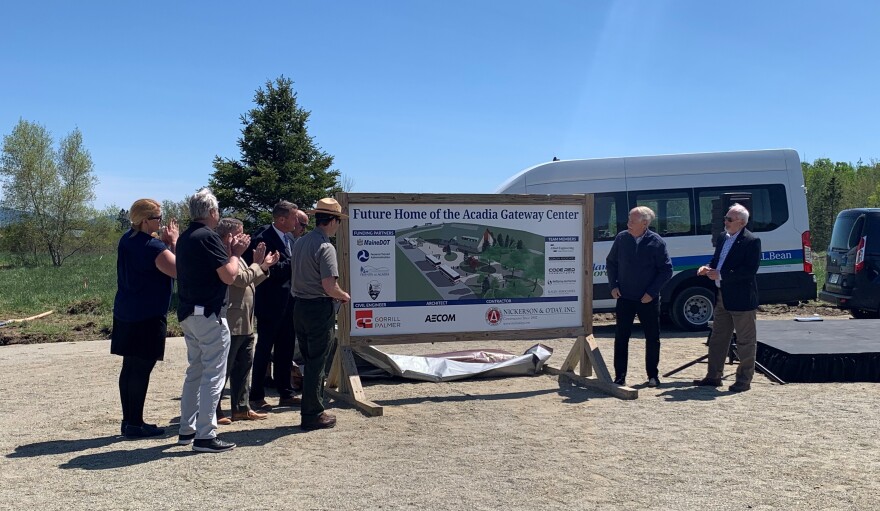 Sen. Angus King, as well as park and transportation officials, celebrated the start of construction on the new Acadia Gateway Center in Trenton on May 22, 2023.