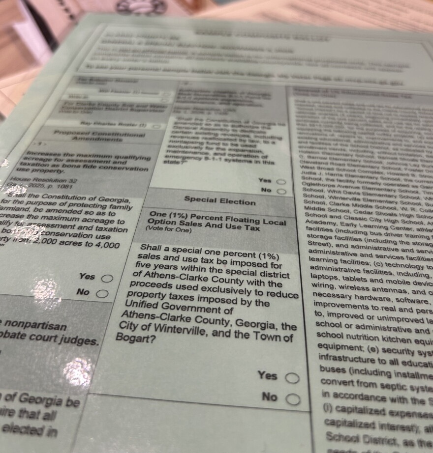 A photo of a sample ballot in the 2026 midterm elections featuring the FLOST referendum