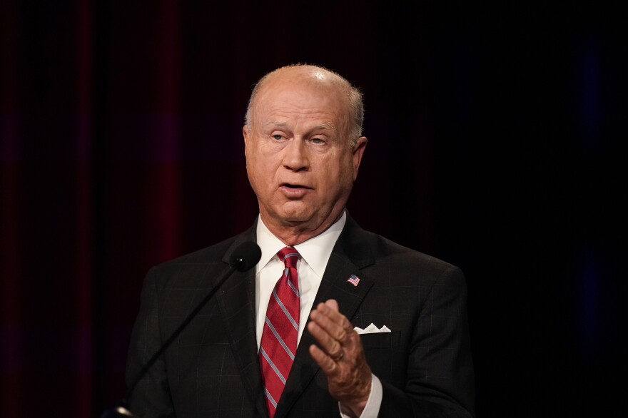 Georgia Lt. Gov. candidate Butch Miller participates in a Republican primary debate on May 3 in Atlanta.