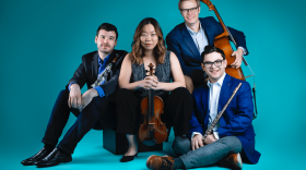 Members of Hub New Music - from left, clarinetist David Dziardiel, violinist Alyssa Wang, cellist Jesse Christeson and flautist Michael Avitabile
