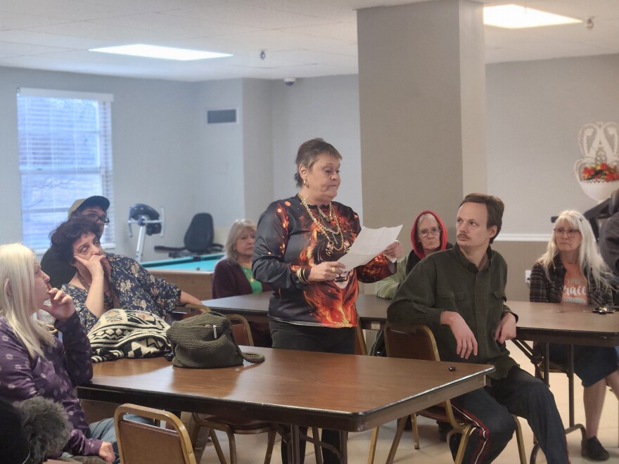 Jenny Lind resident Jacqueline reads her comments to Springfield Mayor Jeff Schrag on February 10, 2026.