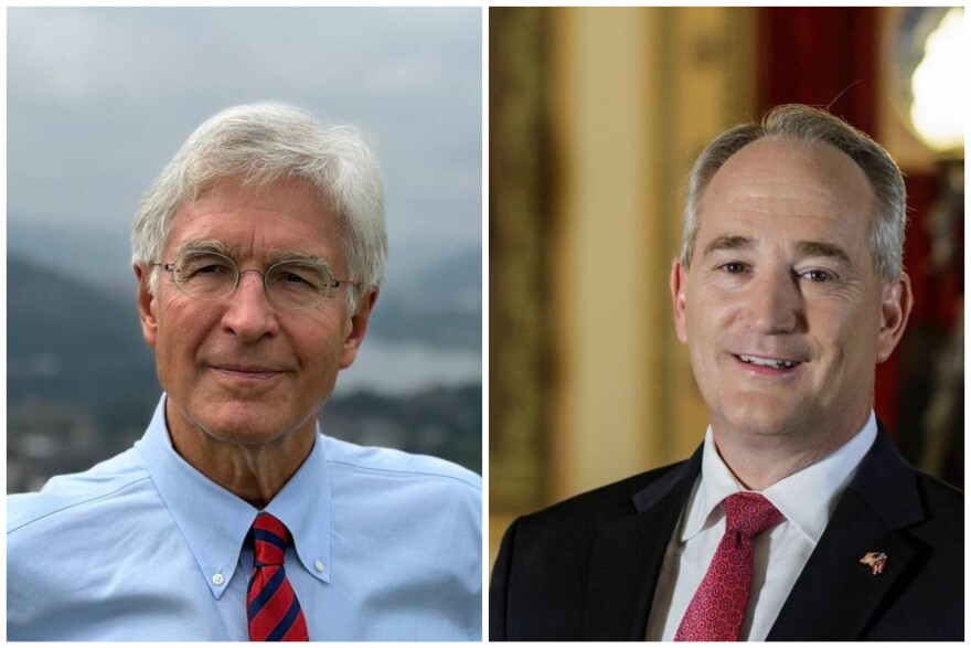 two portraits of men in ties