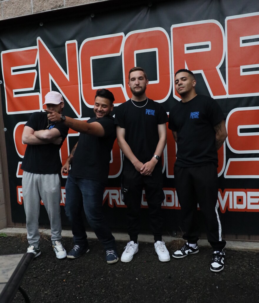 The founders of Atmosfere, from left to right: Steeze PA, a music producer, Keven Martinez, a podcast host, Drew Chase, a local business owner and web designer, and Kelly Parker, a musician known as Methadonix.