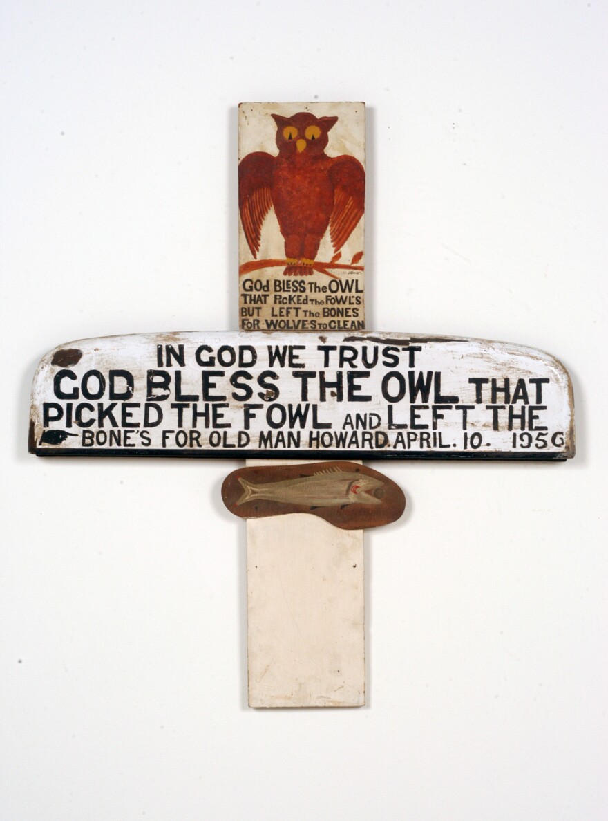 Jesse Howard, <em>Untitled (God Bless the Owl)</em>, 1956.