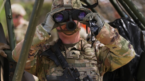 U.S. Army personnel keep watch over the U.S.-Mexico border in Roma, Texas, Thursday, Oct. 8, 2026.