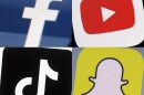 This combination shows the logos of Facebook, YouTube, TikTok and Snapchat on mobile devices. Florida's new digital bill of rights goes into effect July 1, 2024 requiring new privacy disclosures and rules for most large ad-based Internet companies.