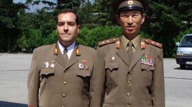 Spanish aristocrat Alejandro Cao de Benos is believed to be the only foreigner working for the North Korean government. He divides his time between North Korea and Europe, where he organizes university conferences on North Korean ideology. He's shown here with a North Korean military officer in Panmunjon, on the border with South Korea.