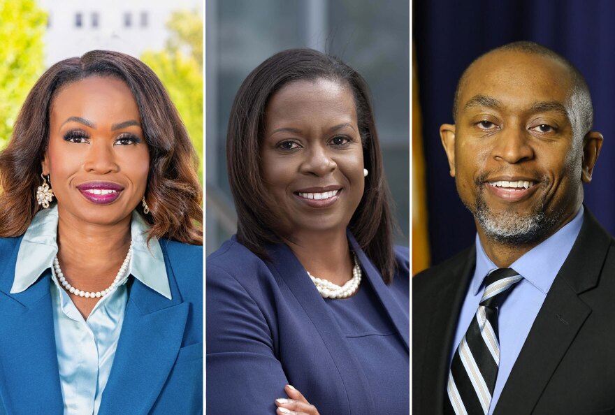 Shayla Favor (left), Natalia Harris (center) and Anthony Pierson (right) are all running in the Democratic Primary for Franklin County Prosecutor.