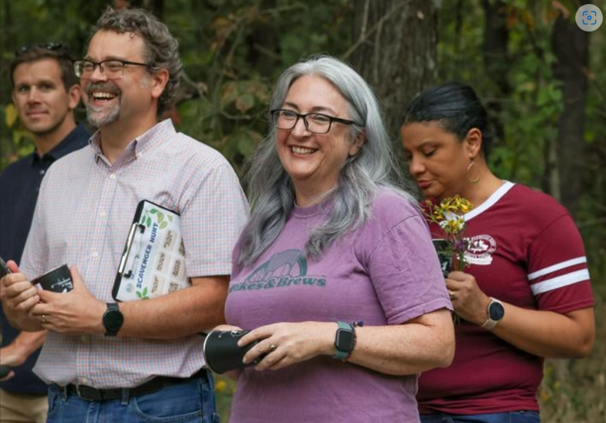 Jenna Redel participates in the Hinkson Happy Hour hosted by Como Local Motion on Sept. 13 at Capen Park in Columbia. The event was held to give participants a chance to get closer to the nature, as well as botanical knowledge of the trees and history of Capen Park.