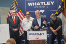 Republican Michael Whatley campaigned in Gastonia Thursday.