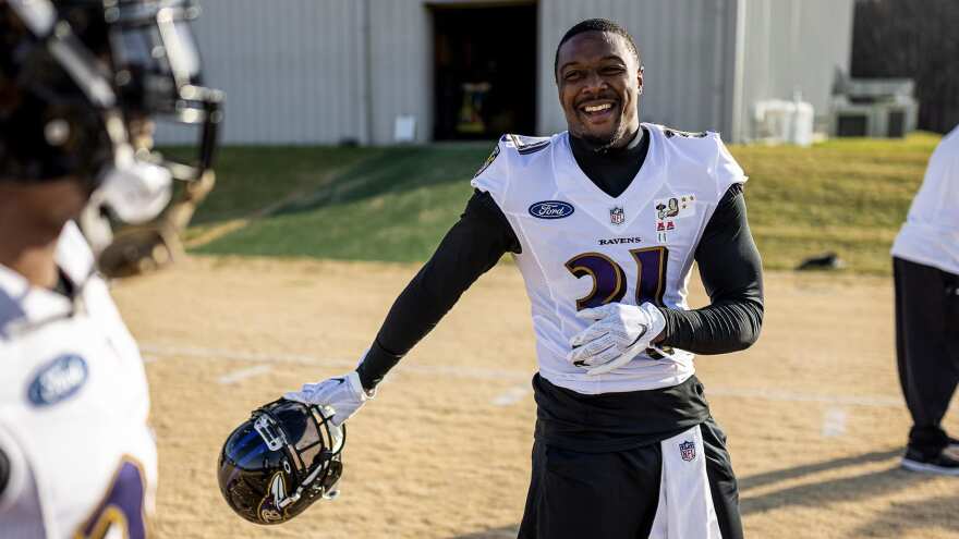 Tony Jefferson #31 during practice at the Under Armour Performance Center in Ownings Mills, MD