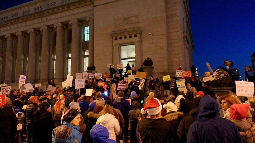 The crowd outside the Dayton office of GOP Rep. Mike Turner.