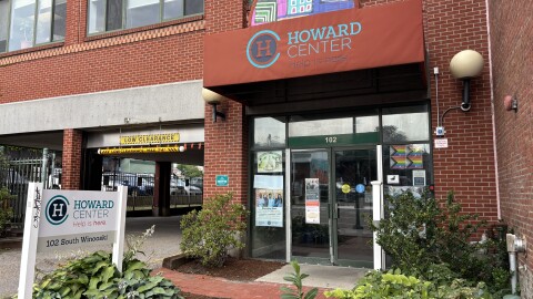 Administrative offices at the Howard Center in downtown Burlington in a brick building.