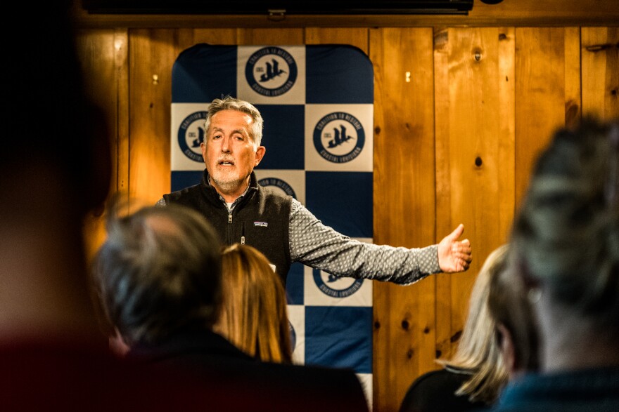 Author Mike Tidwell gives a lecture at the Bayou Terrebonne Waterlife Museum in Houma on April 18, 2023.