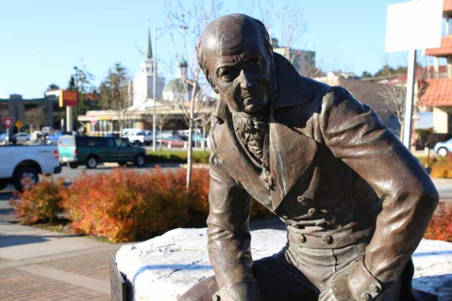 Alexander Baranov was the first general manager of the Russian-American Company, and the statue of him was erected to honor the role of commerce in Sitka’s past. (Photo by Katherine Rose/KCAW)