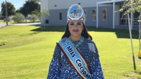 Miss Cocopah Jocentah Marie Miller is pictured at KAWC studios wearing her regalia.