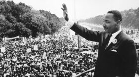 Black American civil rights leader Martin Luther King (1929 - 1968) addresses crowds during the March On Washington at the Lincoln Memorial, Washington DC, where he gave his 'I Have A Dream' speech.