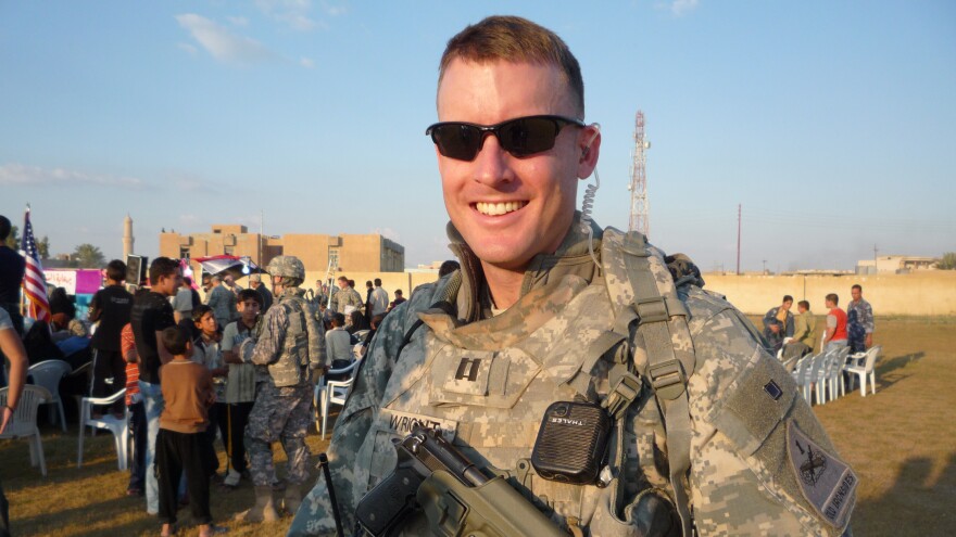 Jason Wright, seen here during his 15-month deployment to Iraq, served in the military for nine years before resigning last week.