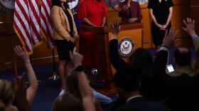 US Representatives Rashida Tlaib (D-MI), Ayanna Pressley (D-MA), Ilhan Omar (D-MN) and Alexandria Ocasio-Cortez (D-NY) hold a press conference at the US Capitol in Washington, DC on July 15, 2019 to address remarks made by President Donald Trump.