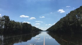 I-40 toward Wilmington remains flooded on Friday, Sept. 21, 2018. The Cape Fear River is expected to crest sometime this weekend. 