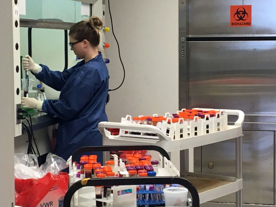 Samples tested at the Cuyahoga County Medical Examiner's lab. [Tony Ganzer / ideastream file photo]