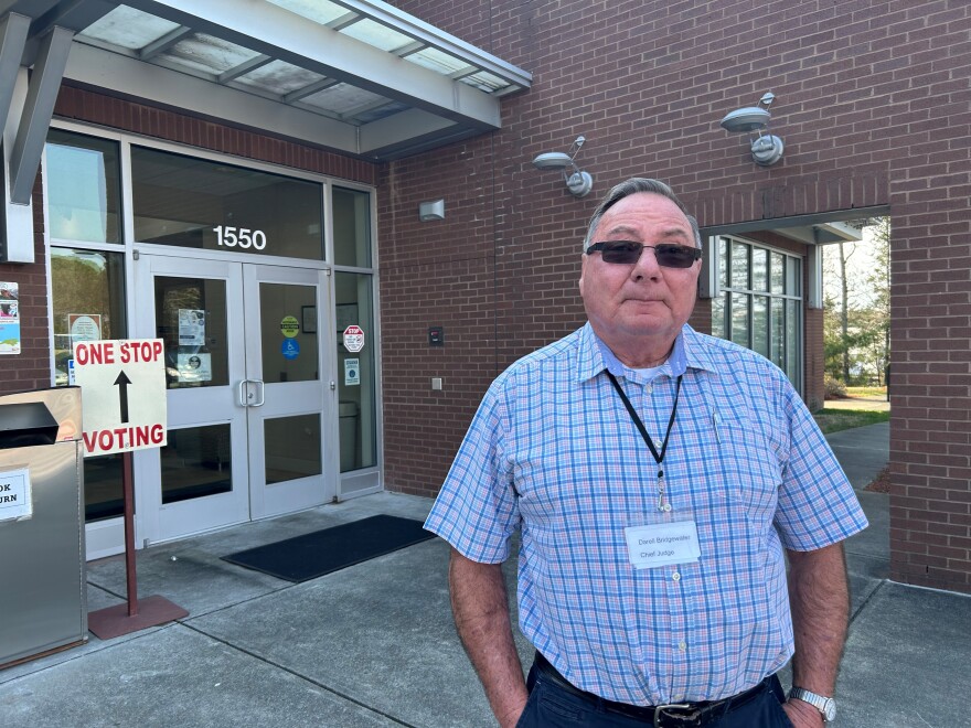 Darell Bridgewater, a registered Republican and Chief Precinct Judge, at one of Granville County's three early voting sites, on Wed., Feb. 26, 2024.