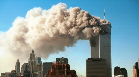 Smoke pours from the World Trade Center after it was hit by two hijacked passenger planes on Sept. 11, 2001, in New York City. (Robert Giroux/Getty Images)
