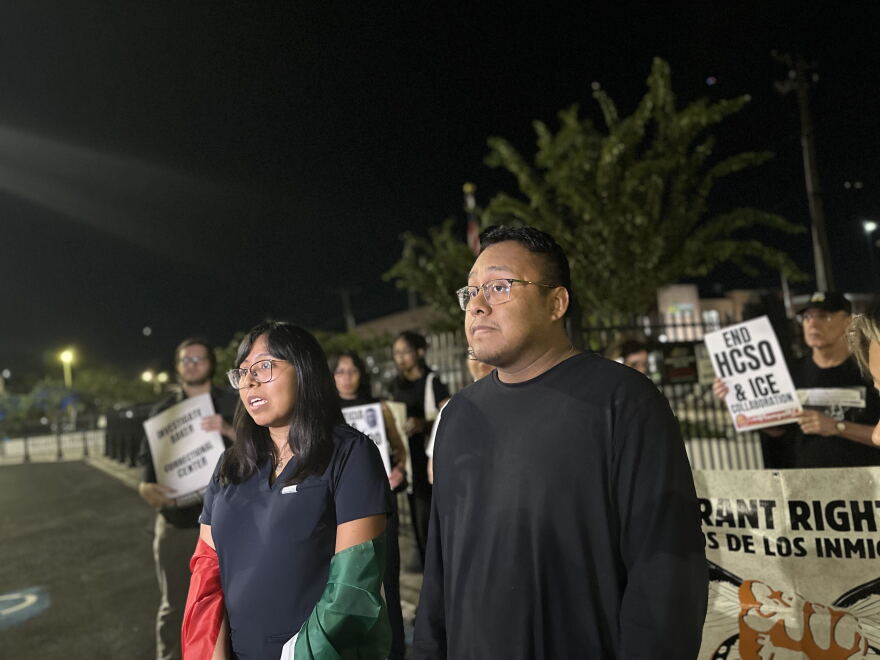 The children of Adelaido Chavez Mariano stood outside of the Hillsborough County Sheriff's Office in Ybor City during a press conference.