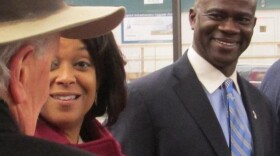 MDOT Director Paul Ajegba (right) talks with people before a Senate Advice and Consent committee meeting. (File photo)