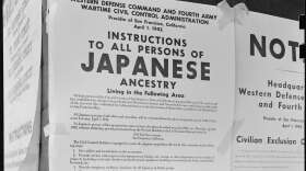 Exclusion Order posted at First and Front Streets directing removal of persons of Japanese ancestry from the first San Francisco, California section.