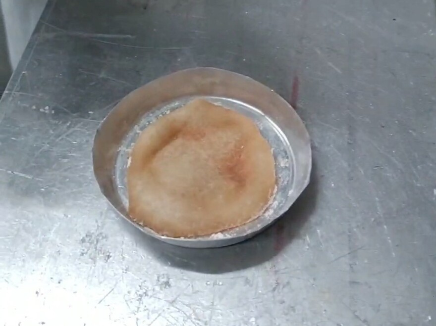 This tiny pizza, half the size of a penny, was made in a lab in Naples using a new approach for raising dough that doesn't involve yeast.