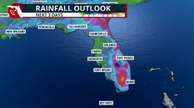 Rainfall outlook over a map of the state of Florida
