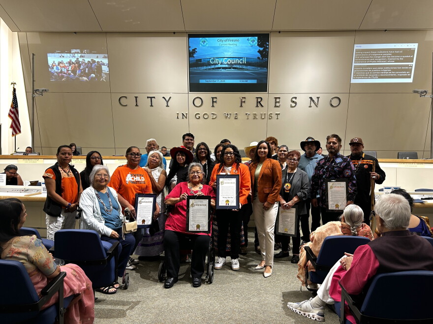 Tribal leaders gathered at Fresno City Hall on Sept. 17, 2026, to be recognized for "Native American Day" in the city.