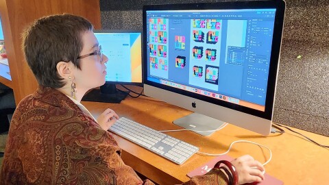 Senior Jaden Lohmeyer works on a project in the Brick City Design Studio.