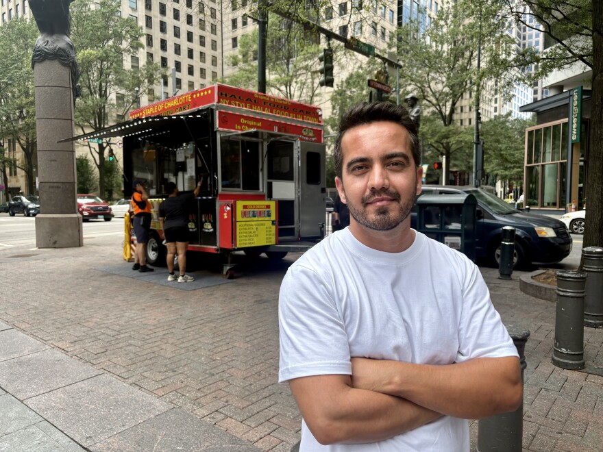 Wais Mayer is a manager of the Halal Food Cart at North Tryon and Trade Streets in uptown Charlotte.