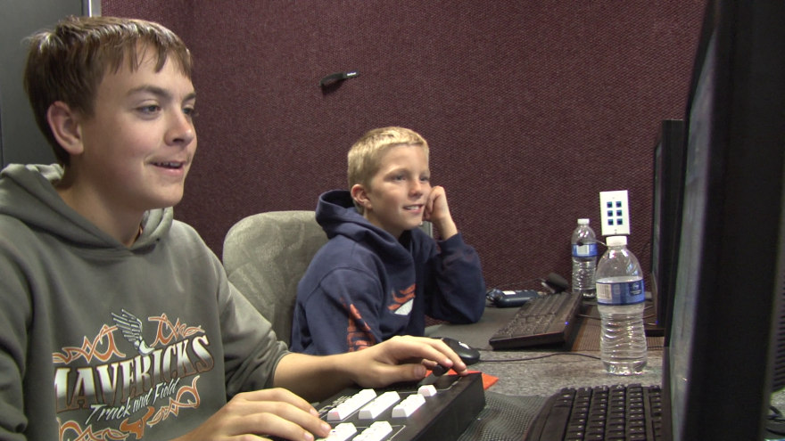Josh Cannon and Rhylan Tedder in middle school. Cannon is now Washburn University's live stream production specialist and Tedder is the a full-time sports director at the Kiowa County Media Center.