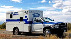 A picture of an ambulance used by the Nucla-Naturita EMS.