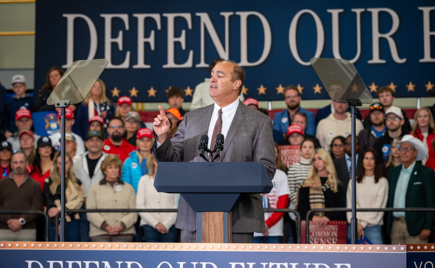 Republican candidate for Michigan Secretary of State Anthony Forlini appears at a Republican rally in Howell on October 27, 2026.
