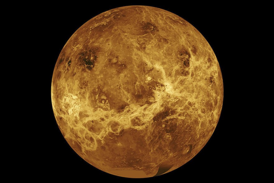 This image made available by NASA, shows the planet Venus made with data from the Magellan spacecraft and Pioneer Venus Orbiter.